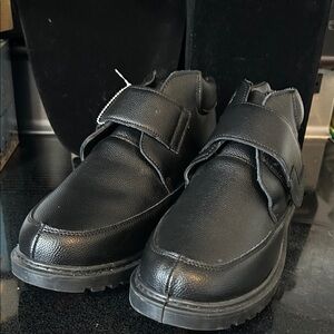 New Seniors Winter Boots Men's Black Leather Strap Boots